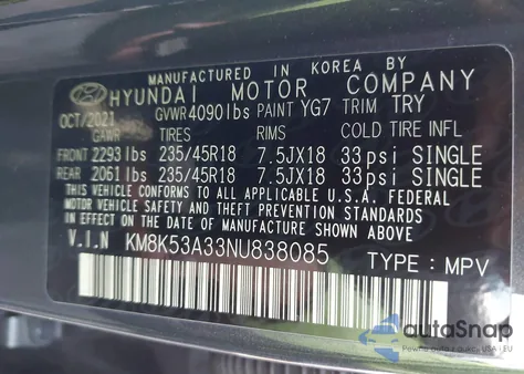 2022 Hyundai Kona Limited z USA, uszkodzony, nr VIN KM8K53A33NU838085